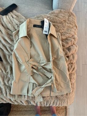 Lioness Beige Tie-Front Top